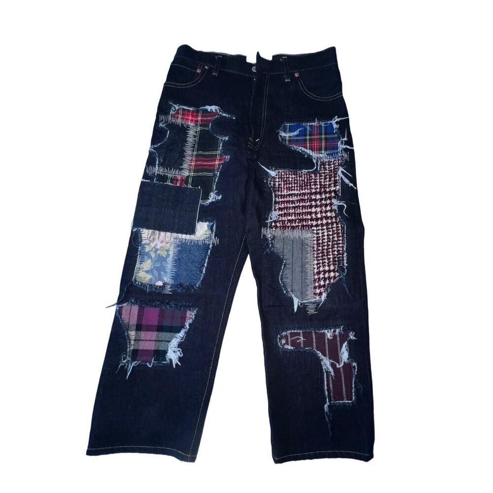 junya watanabe indigo patchwork jeans